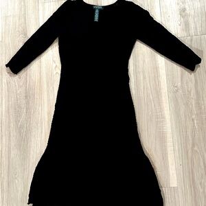 raulph lauren petite black midi dress